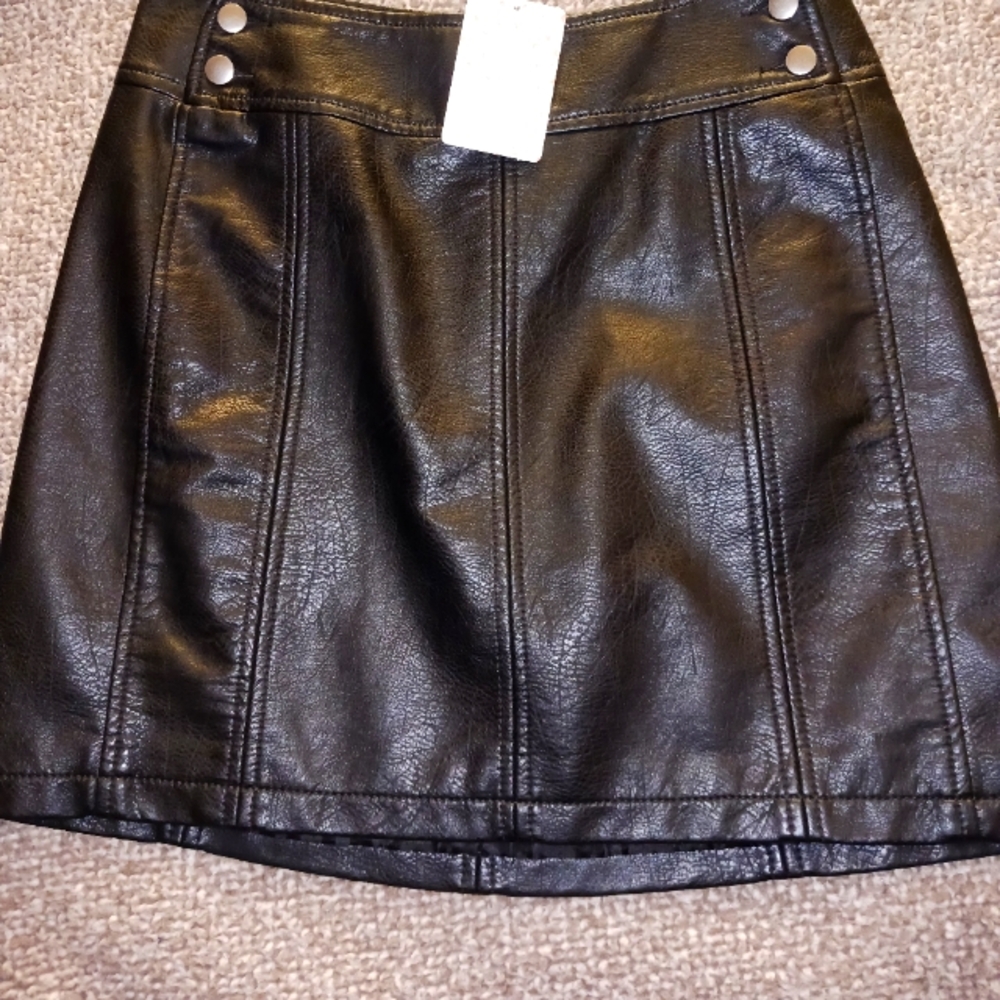 Free People Faux Leather Mini Skirt.